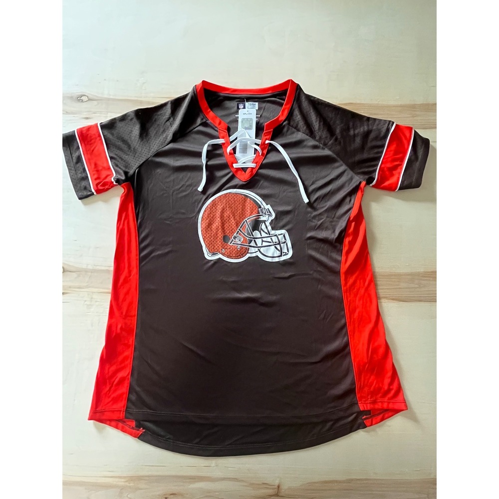 NFL Team Apparel Cleveland Browns Lace Up Jersey Womens Large Brown Orange NWT